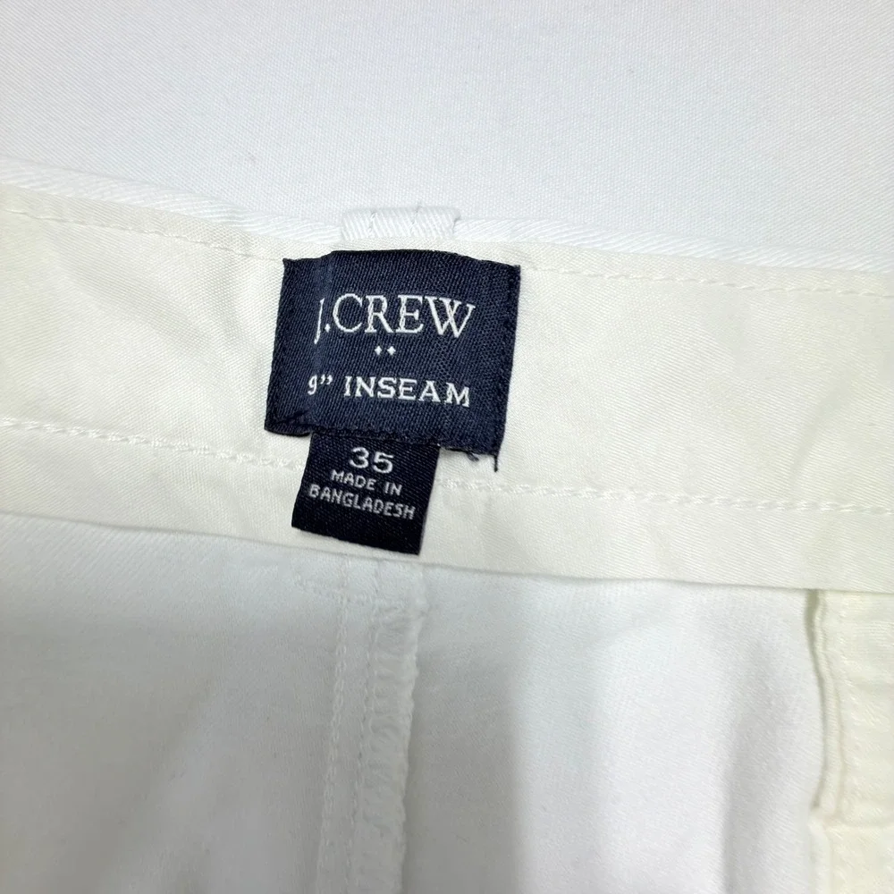 J Crew Chino Shorts Mens 35 White 9 Inch Inseam Classic‎ Flat Front Casual